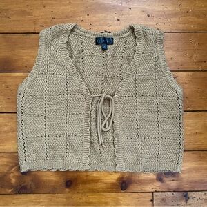 Say What? Women's V-Neck Tan Sweater Vest